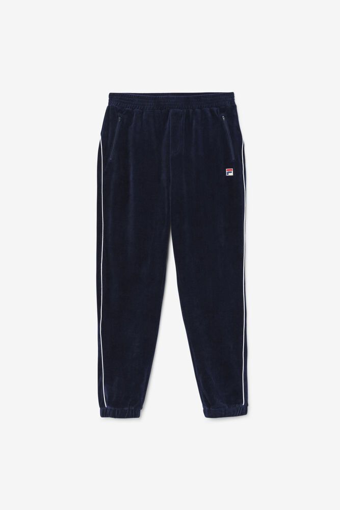 Fila Lewis Velour Navy Pants Mens - NZ 53140-YMEQ